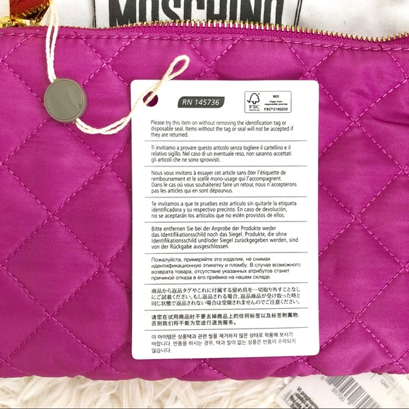 NWT: MOSCHINO Techno Fabric Tufted Wrislet - Picture 6 of 7